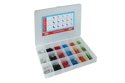 [EV-2012020] CAJA DE TERMINALES Y FERULAS SURTIDA 6 COLORES "END CAPS"