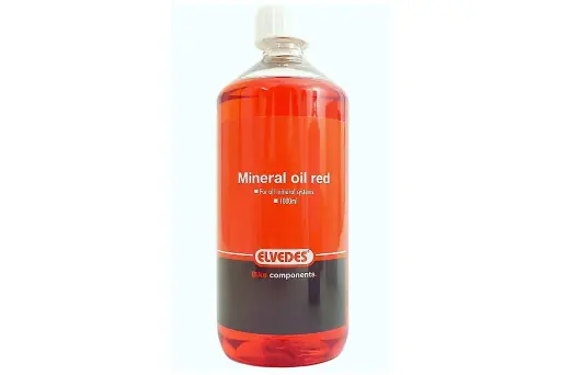 [EV-2020238] 1 litro de ACEITE MINERAL ROJO, PARA TODOS LOS SISTEMAS DE FRENO MINERAL 
